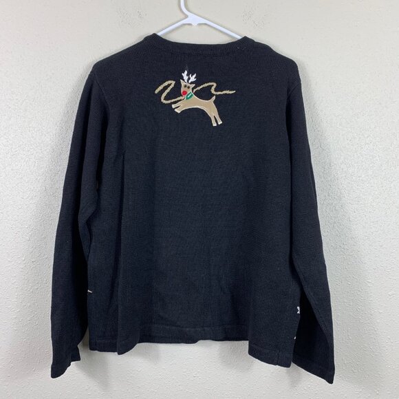 VTG Lemon Grass Ugly Christmas Sweater Reindeer Knit Cardigan M Cottaagecore - Picture 7 of 7
